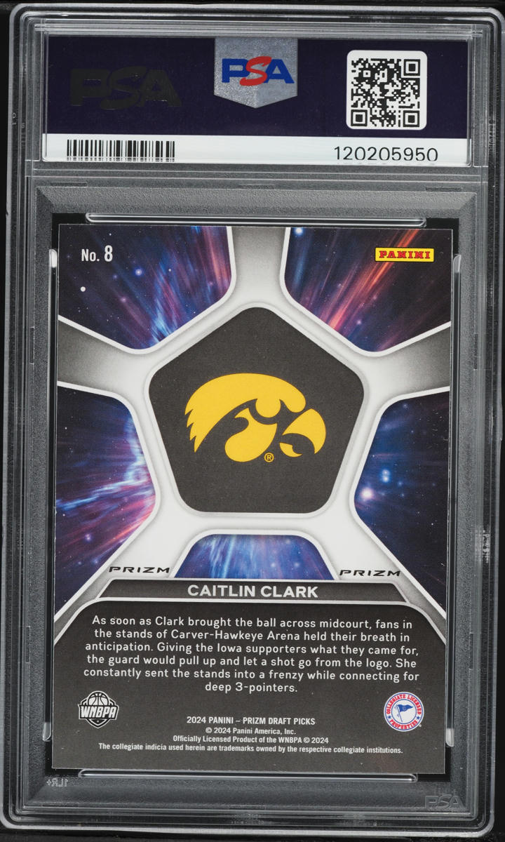 2024 Panini Prizm Draft Picks Deep Space Silver Caitlin Clark ROOKIE #8 PSA 10 GEM MINT