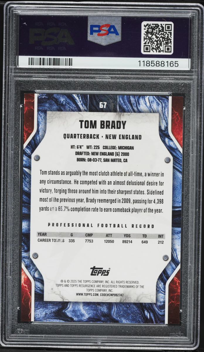 2024 Topps Resurgence Red Static Tom Brady 1/5 #67 PSA 10 GEM MINT