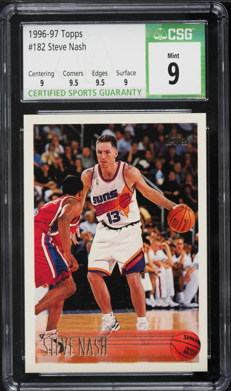 1996 Topps Basketball Steve Nash ROOKIE #182 CSG 9 MINT on
