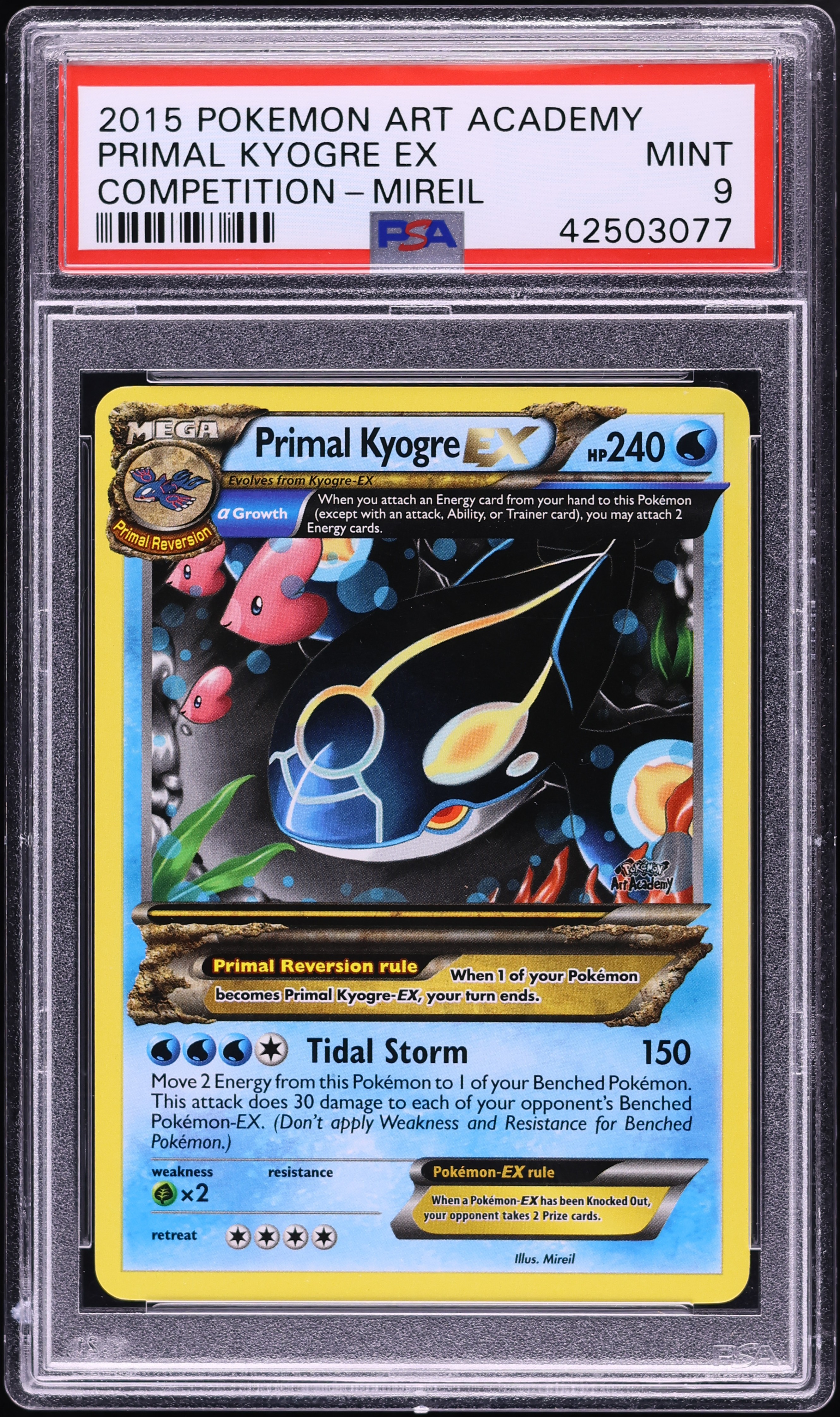 2015 Pokemon Art Academy Competition Mireil Primal Kyogre EX PSA 9
