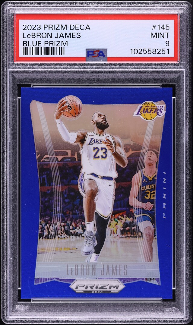 2023 Panini Prizm Deca Blue LeBron James /149 #145 PSA 9 MINT