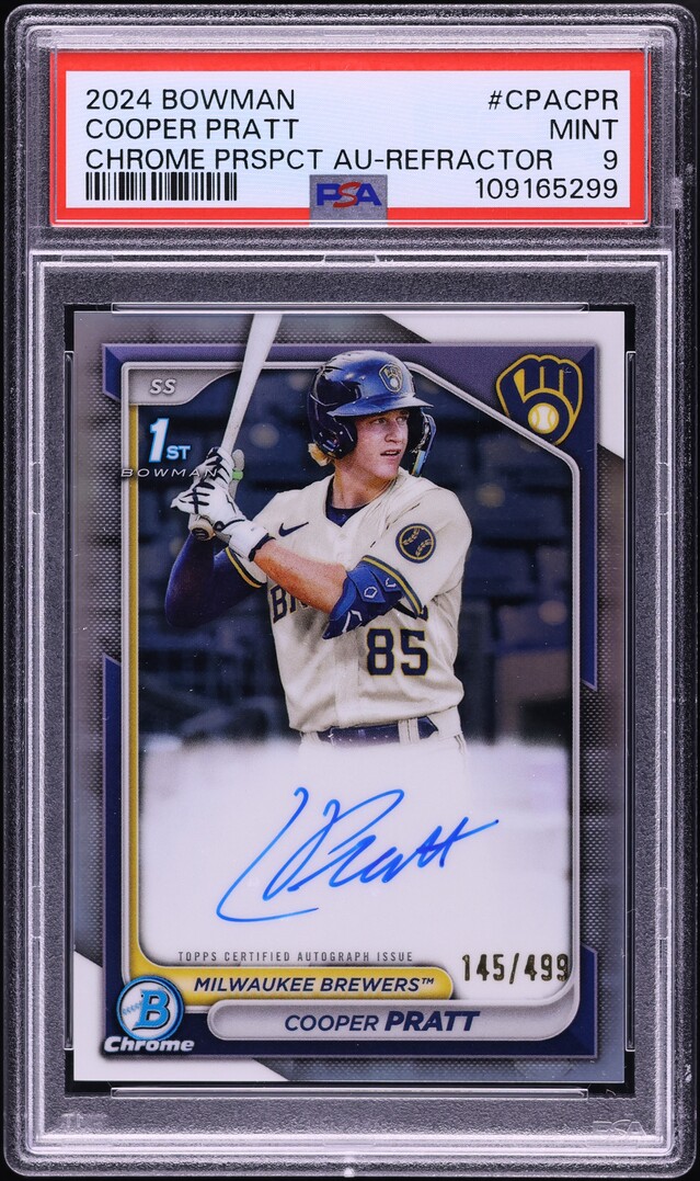 2024 Bowman Chrome Refractor Cooper Pratt PROSPECT AUTO /499 #CPACPR PSA 9 MINT
