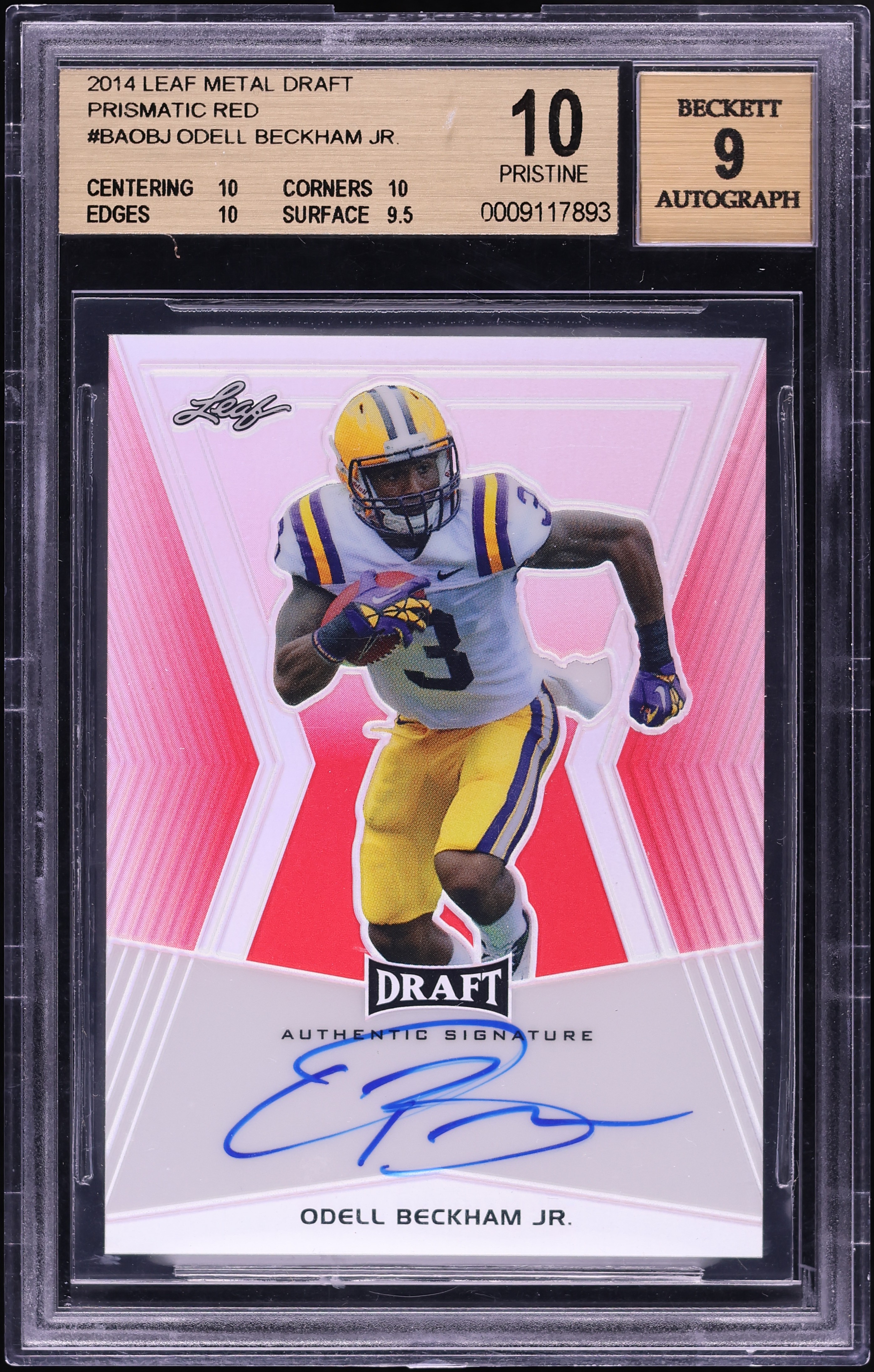 2014 Leaf Metal Draft Prismatic Red Odell Beckham Jr. ROOKIE AUTO
