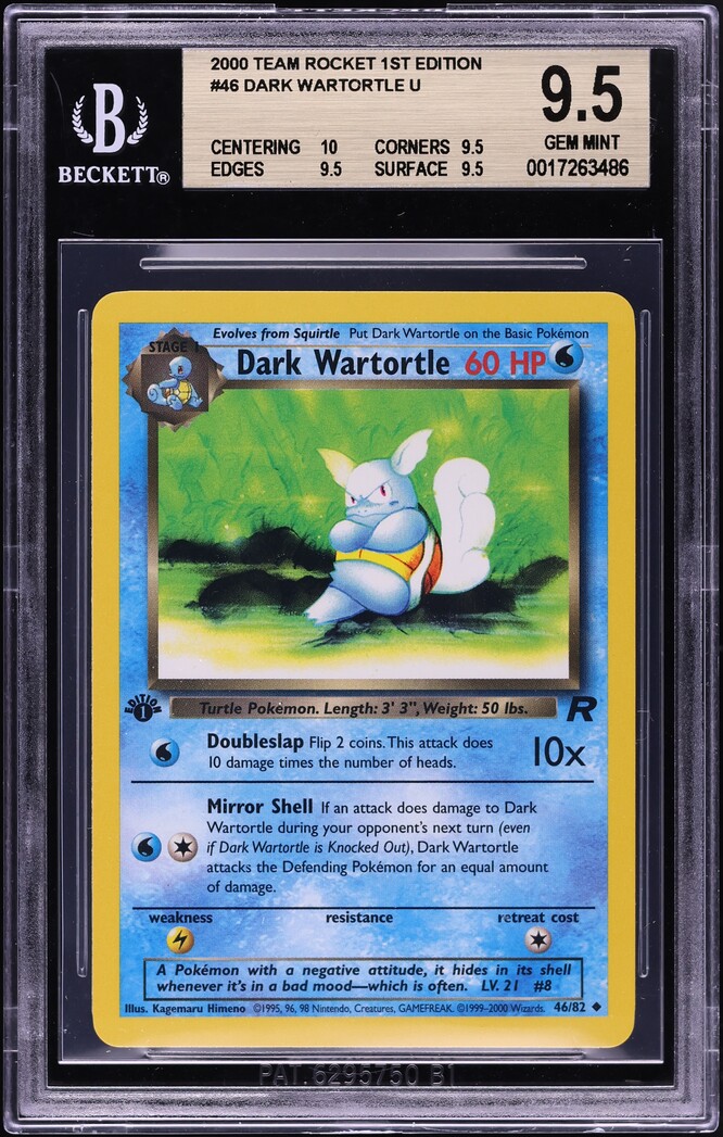 2000 Pokemon Team Rocket 1st Edition Dark Wartortle #46 BGS 9.5 GEM MINT
