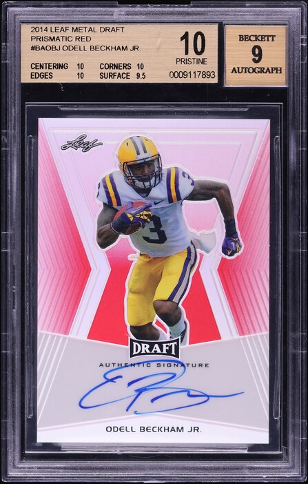 2014 Leaf Metal Draft Prismatic Red Odell Beckham Jr. ROOKIE AUTO