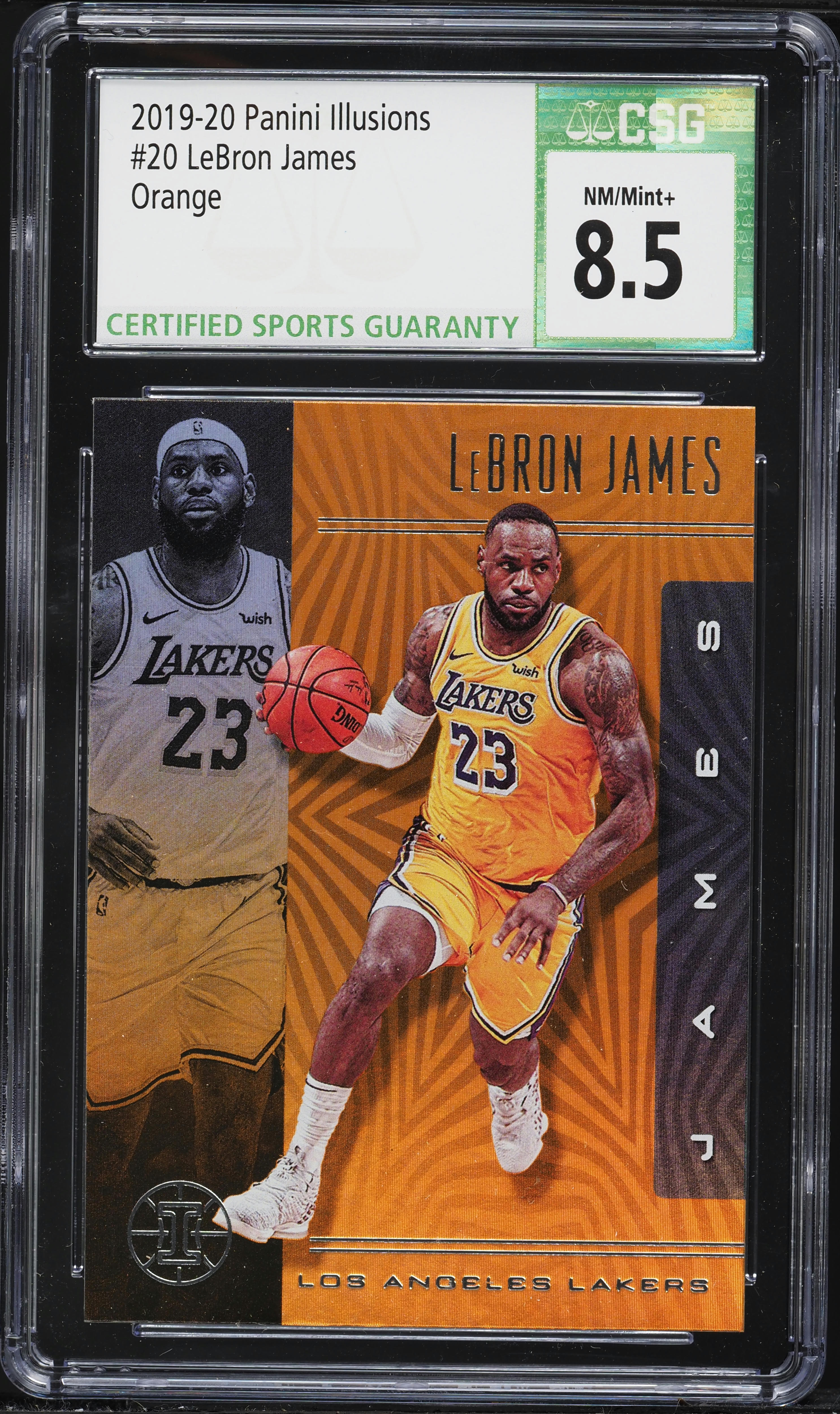 2019 Panini Illusions Orange LeBron James #20 CSG 8.5 NM-MT+ on