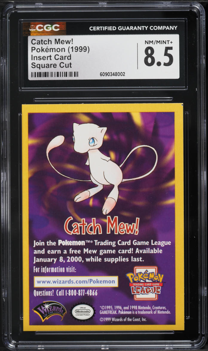 square cut pokemon cards 1999 Pokemon Insert Card Square Cut Catch Mew! CGC 8.5 NM-MT+ on Fanatics  Collect