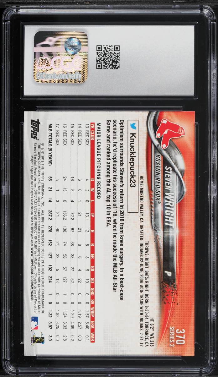 2018 Topps Steven Wright #370 CGC 10 GEM MINT on Fanatics Collect