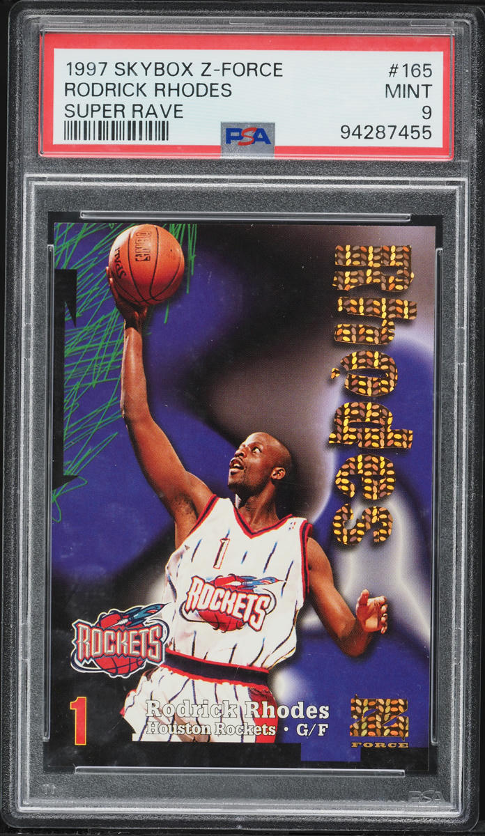 1997 Skybox Z-Force Super Rave Rodrick Rhodes ROOKIE /50 #165 PSA 9 MINT