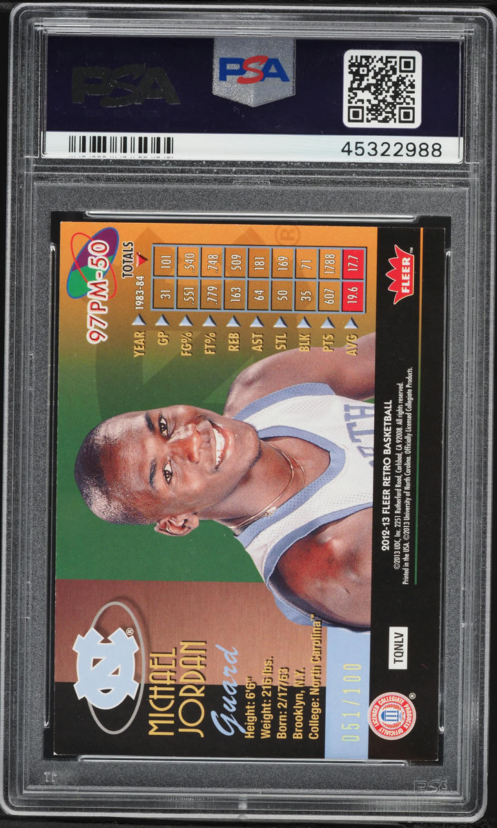 2012 Fleer Retro '97-'98 Precious Metal Gems Michael Jordan /100 #PM-50 PSA 8 NM-MT