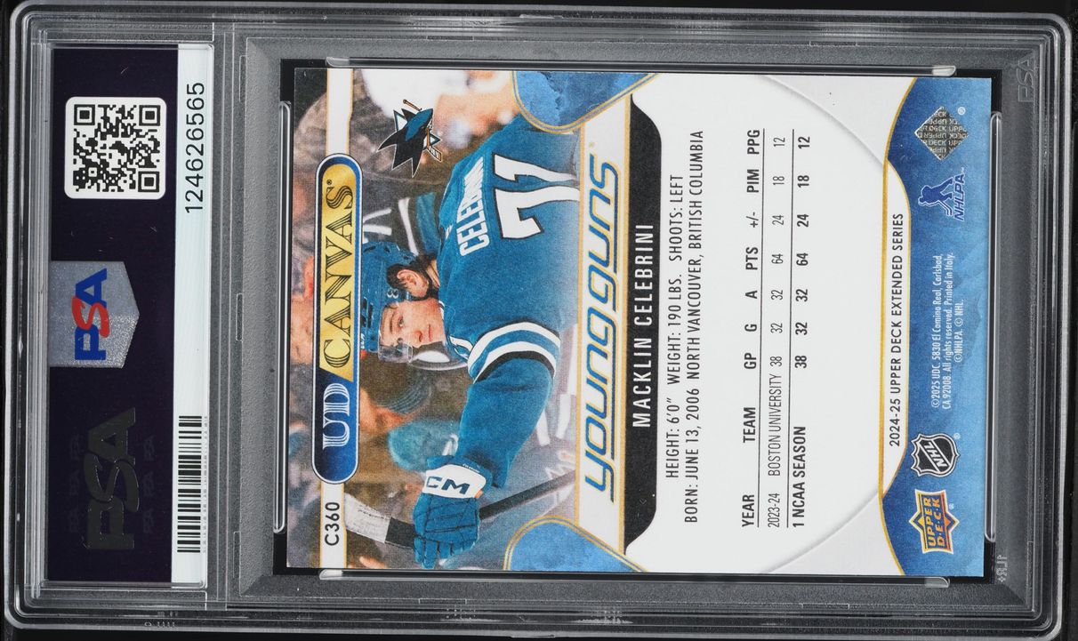 2024 Upper Deck UD Canvas Young Guns Macklin Celebrini ROOKIE #C360 PSA 10 GEM MINT