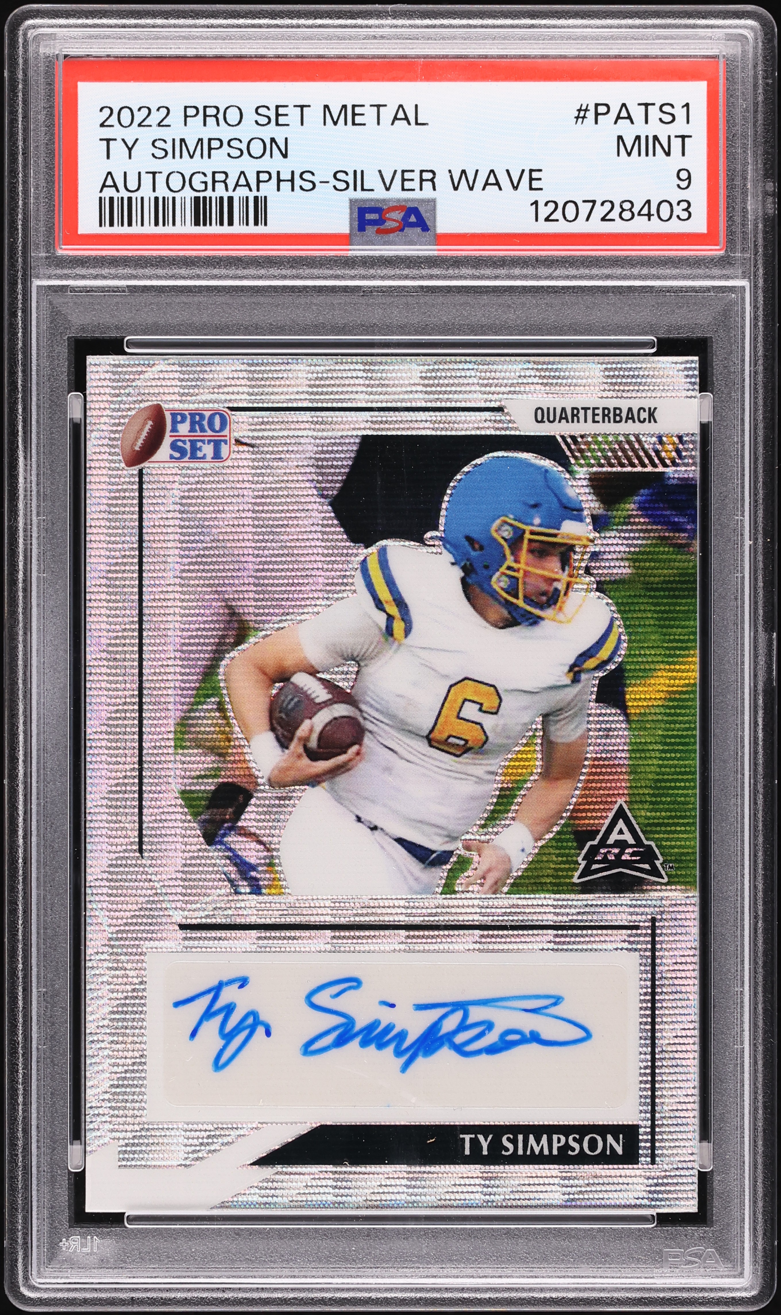 2022 Leaf Pro Set Silver Wave Ty Simpson AUTO /40 #PA-TS1 PSA 9