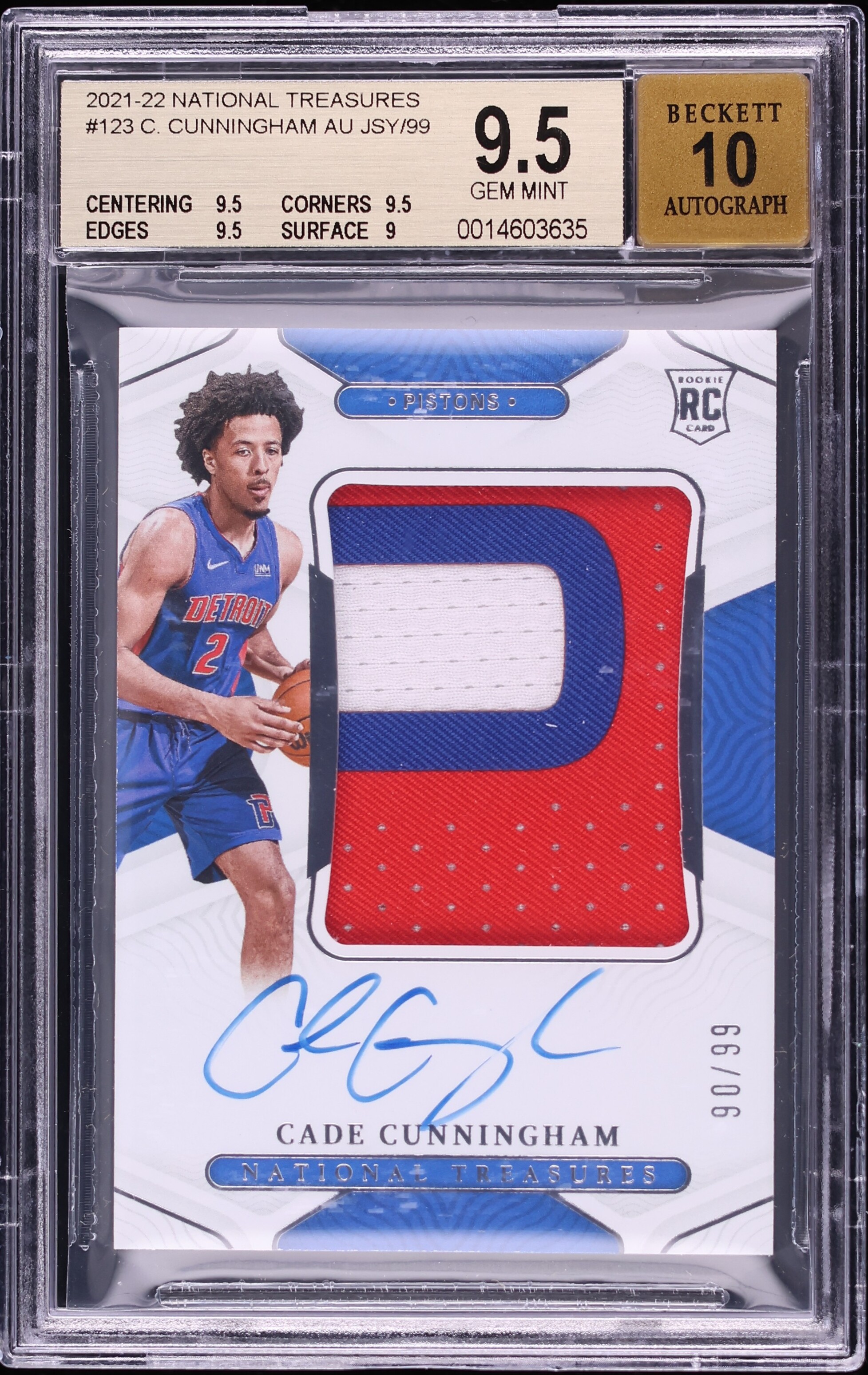 2021 National Treasures Cade Cunningham ROOKIE PATCH AUTO /99 #123