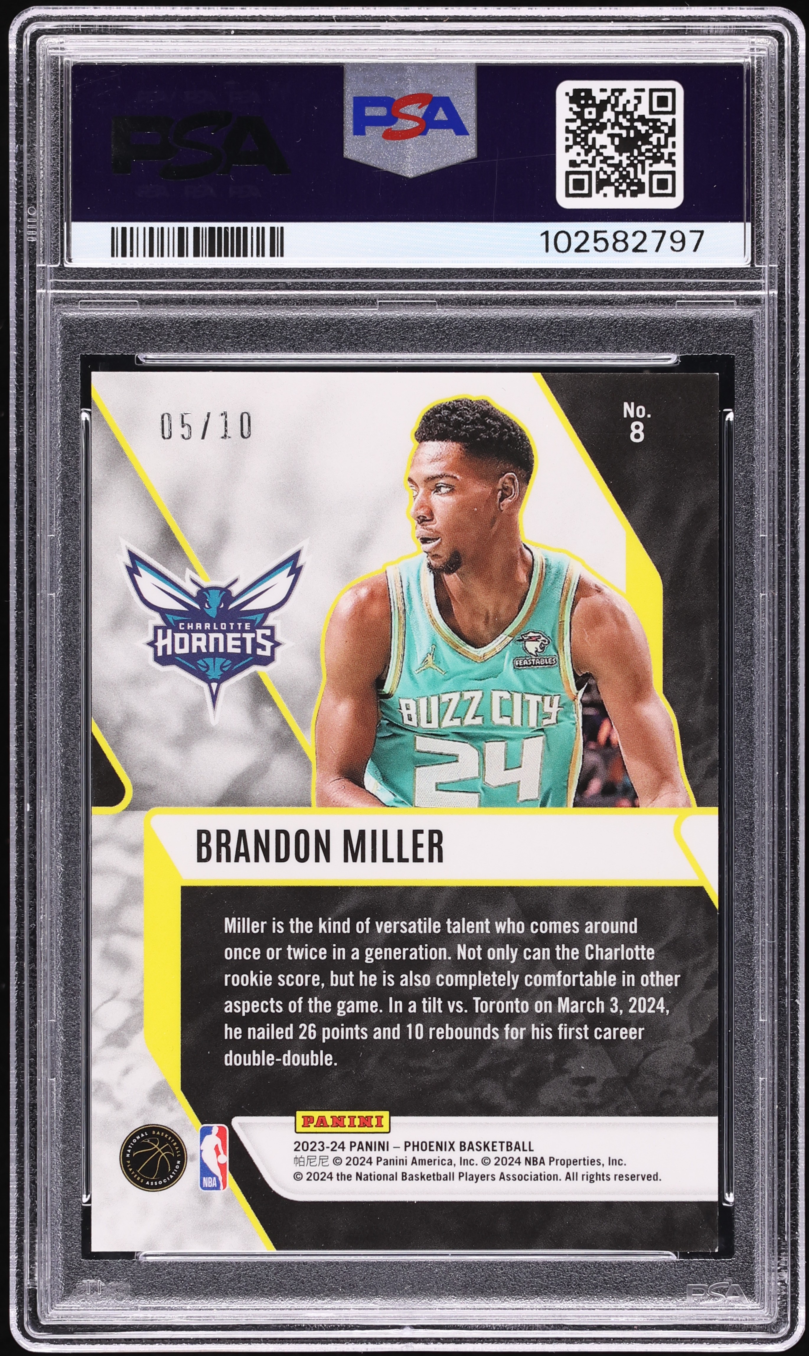 PSA6】2023 PANINI Brandon Miller, Limited to 8