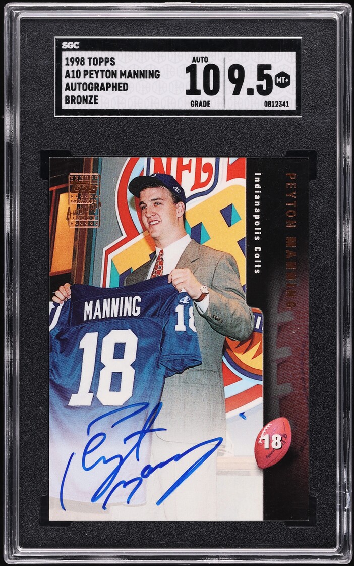 1998 Topps Bronze Peyton Manning ROOKIE AUTO #A10 SGC 9.5 MINT+