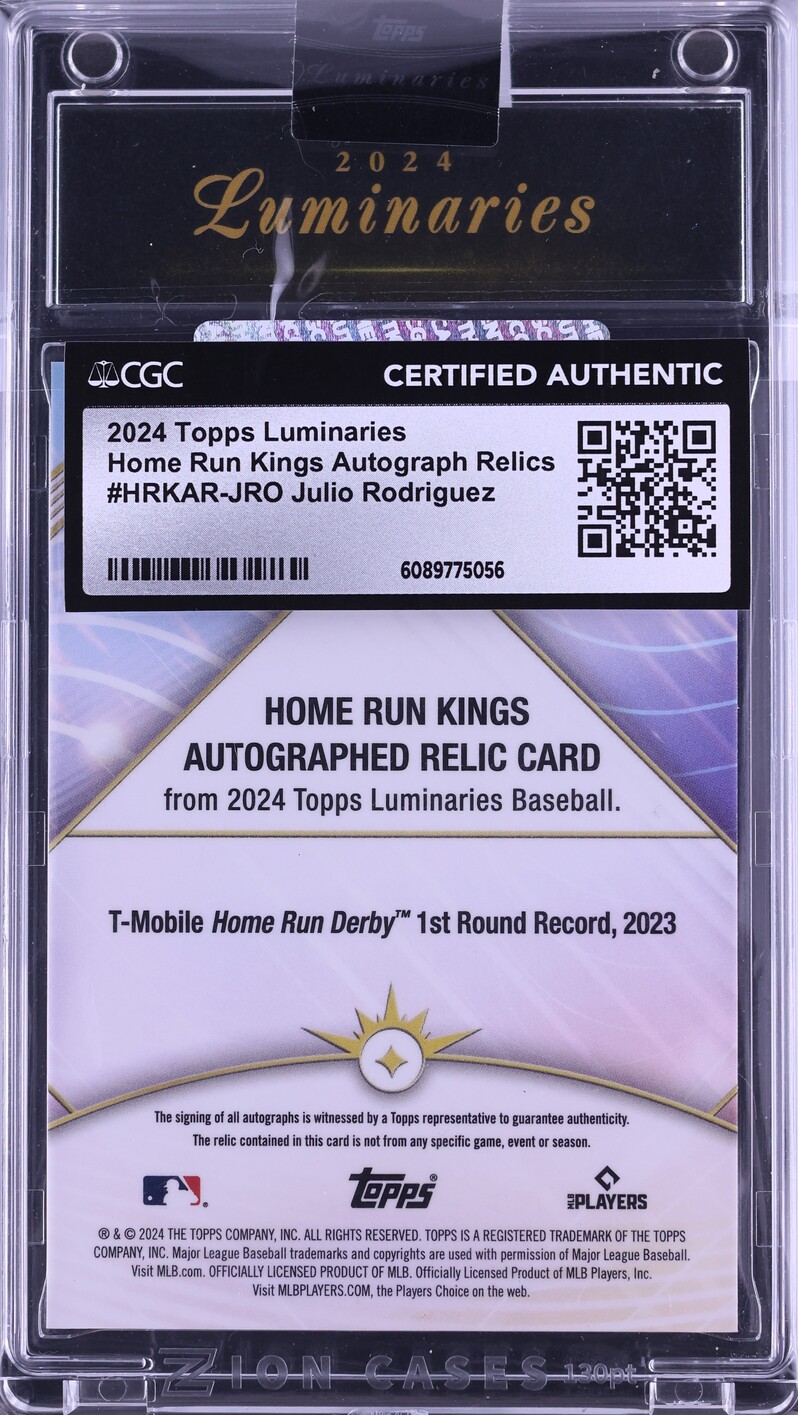 2024 Topps Luminaries Home Run Kings Julio Rodriguez PATCH AUTO /25 #HRKAR-JRO CGC AUTH