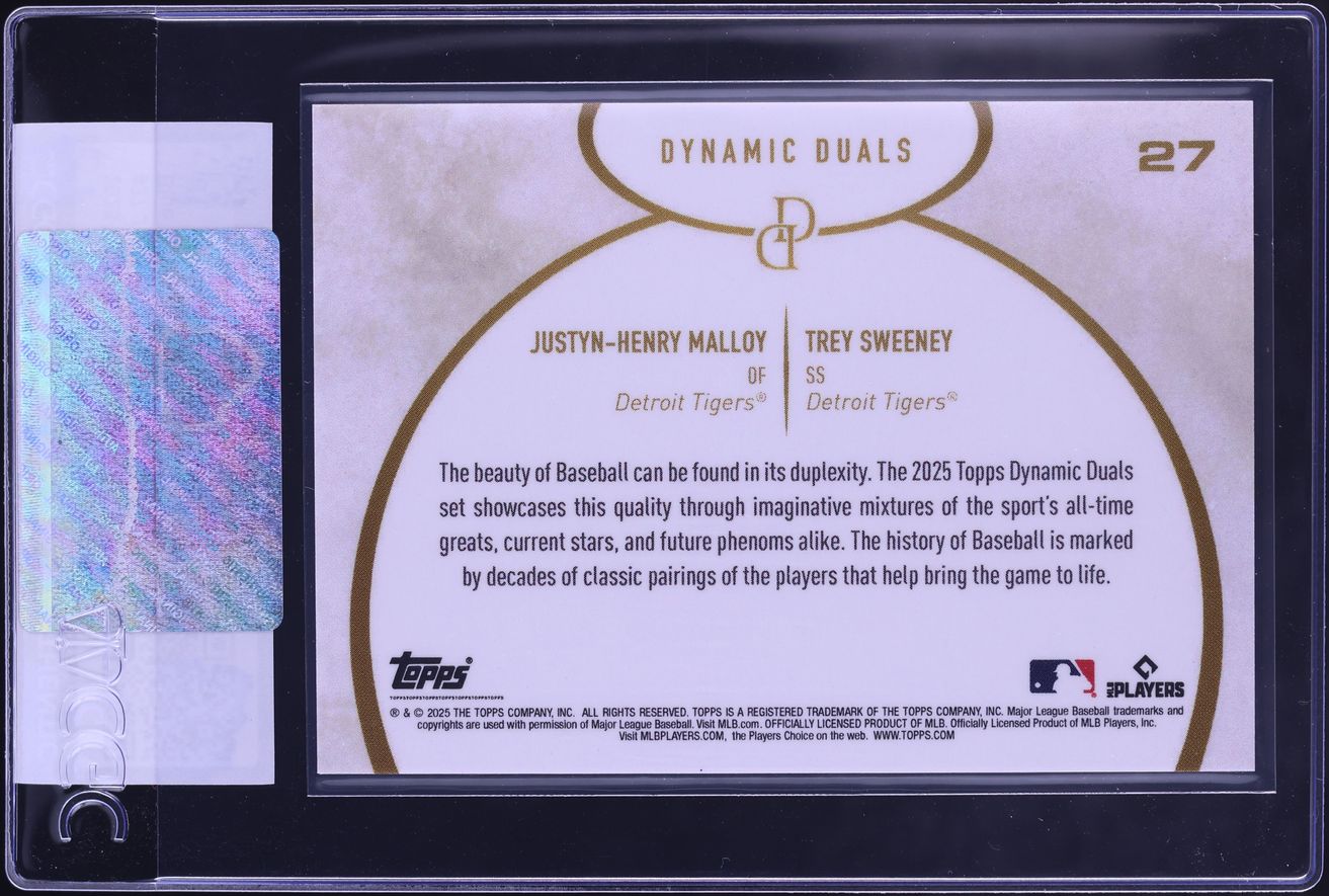 2025 Topps Dynamic Duals Blue Justyn-Henry Malloy & Trey Sweeney ROOKIE /25 #27 CGC AUTH