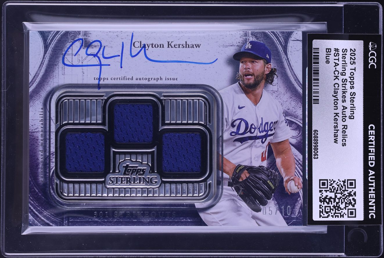 2025 Topps Sterling Strikes Blue Clayton Kershaw PATCH AUTO /10 #STA-CK CGC AUTH