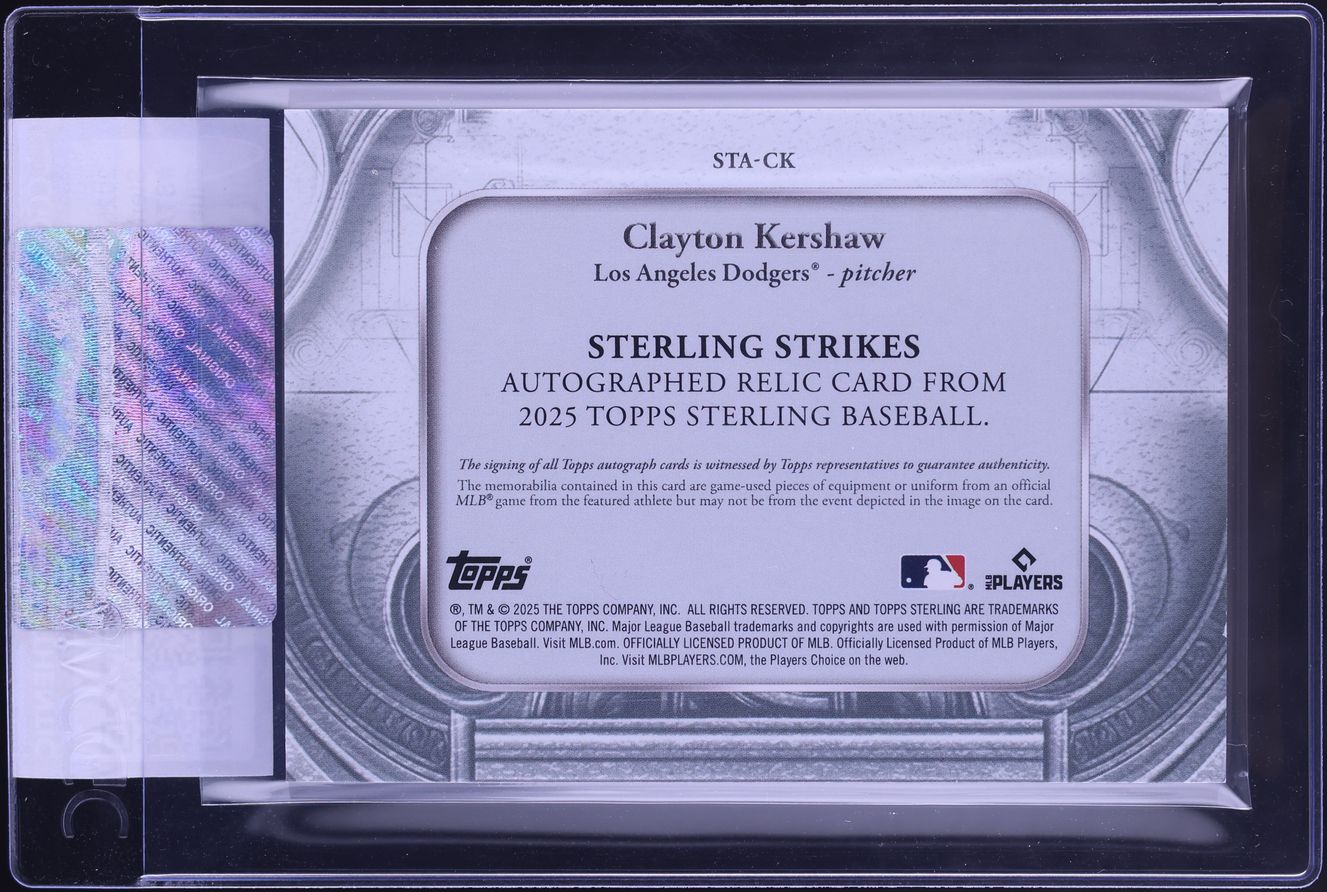 2025 Topps Sterling Strikes Blue Clayton Kershaw PATCH AUTO /10 #STA-CK CGC AUTH