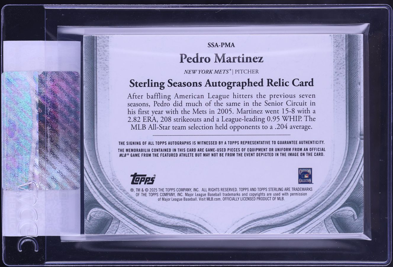 Pma Patch 2025 Topps Sterling Seasons Blue Pedro Martinez PATCH AUTO 10/10 #SSA ...