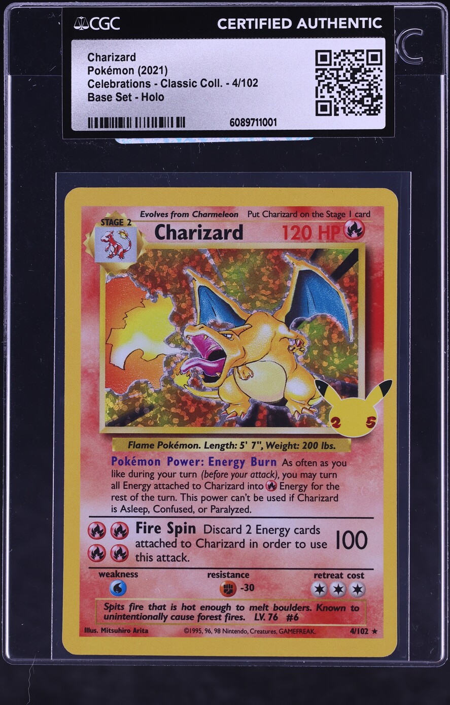 2021 Pokemon Sword & Shield Celebrations Classic Collection Holo Charizard #4 CGC AUTH on Fanatics Collect 2021 Pokemon Sword & Shield Celebrations Classic Collection Holo Charizard #4 CGC AUTH on Fanatics Collect