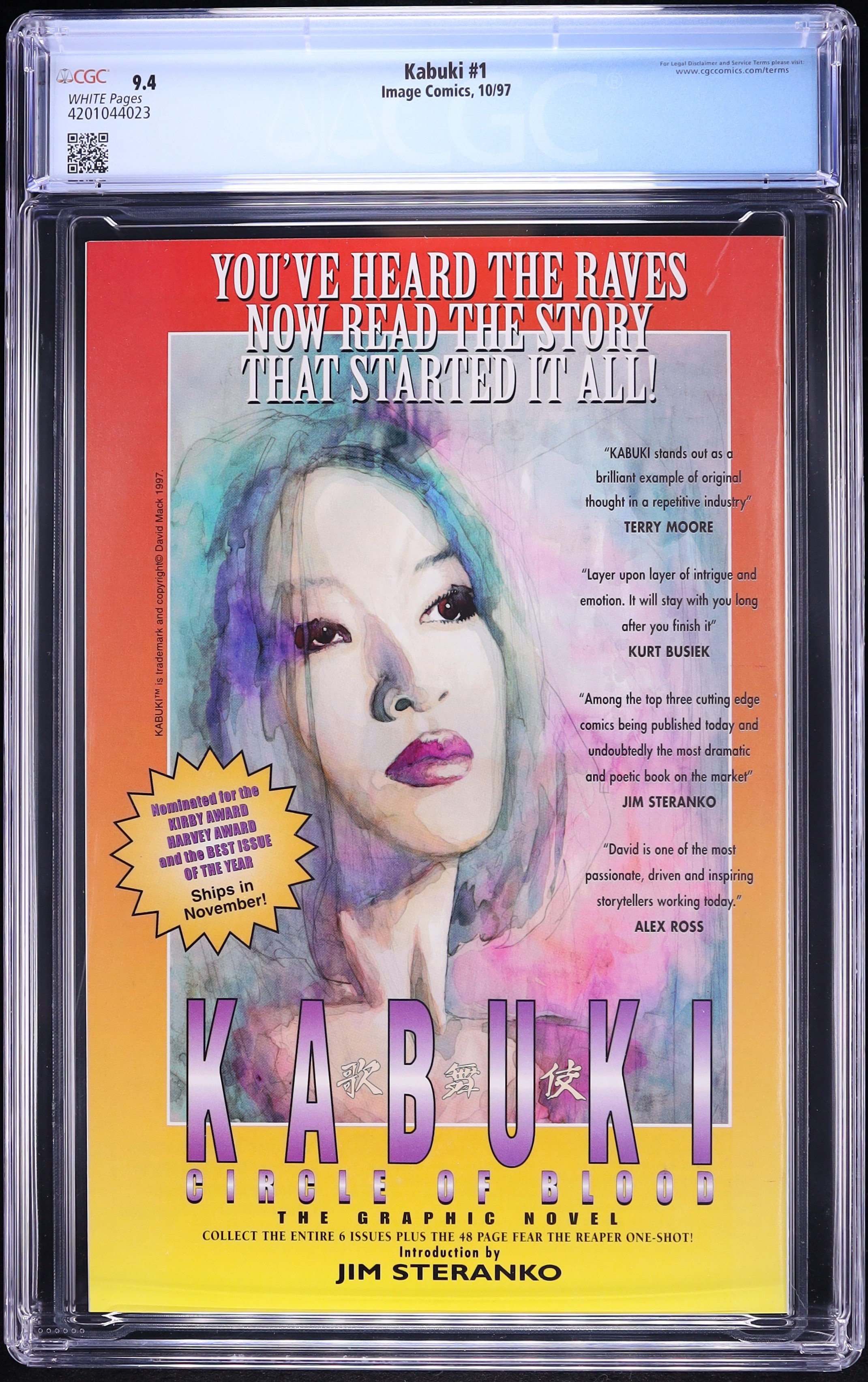Kabuki #1 (Image Comics, 1997) CGC 9.4 White Pages on Fanatics Collect