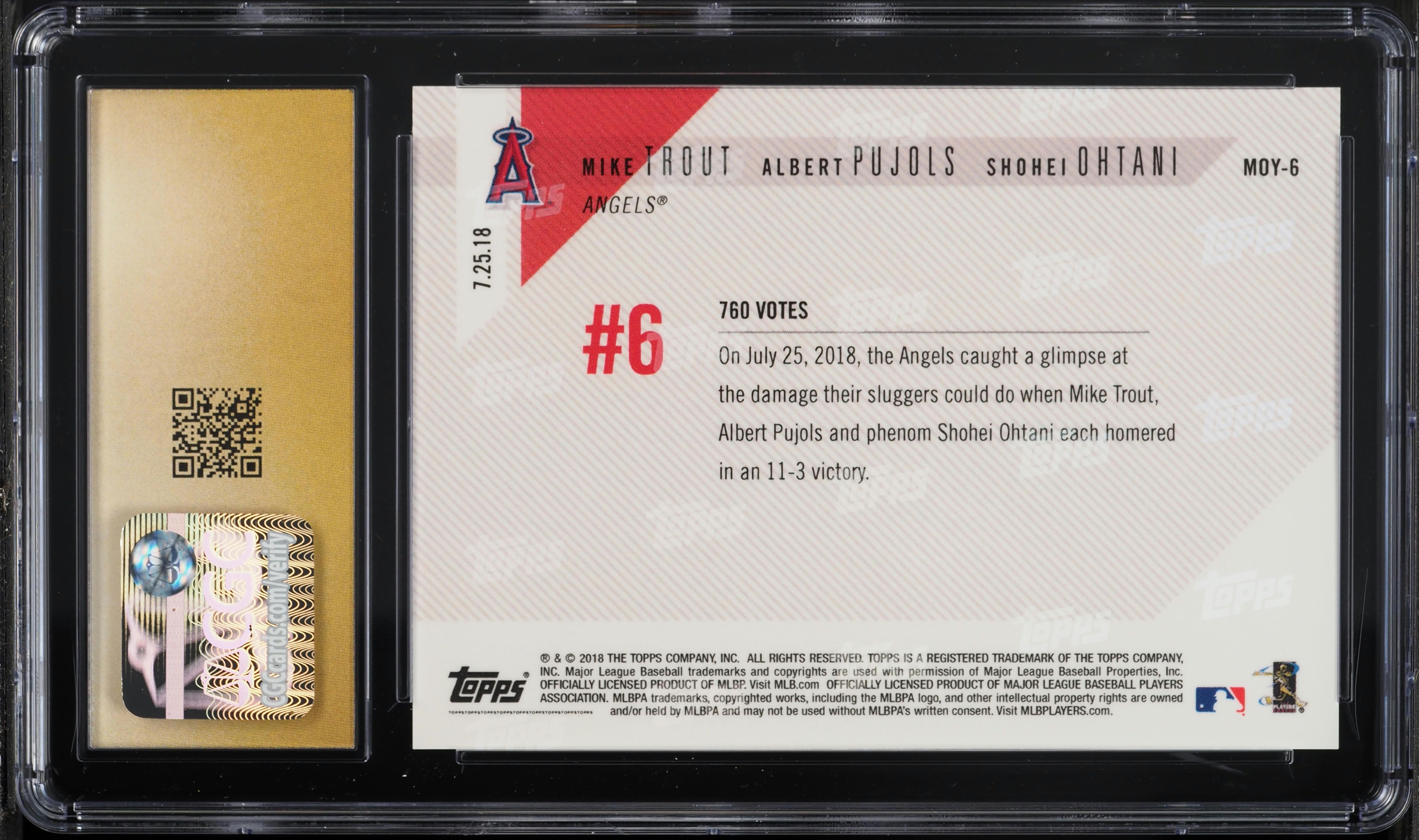 2018 Topps Now Moment Of The Year Mike Trout Albert Pujols Shohei 