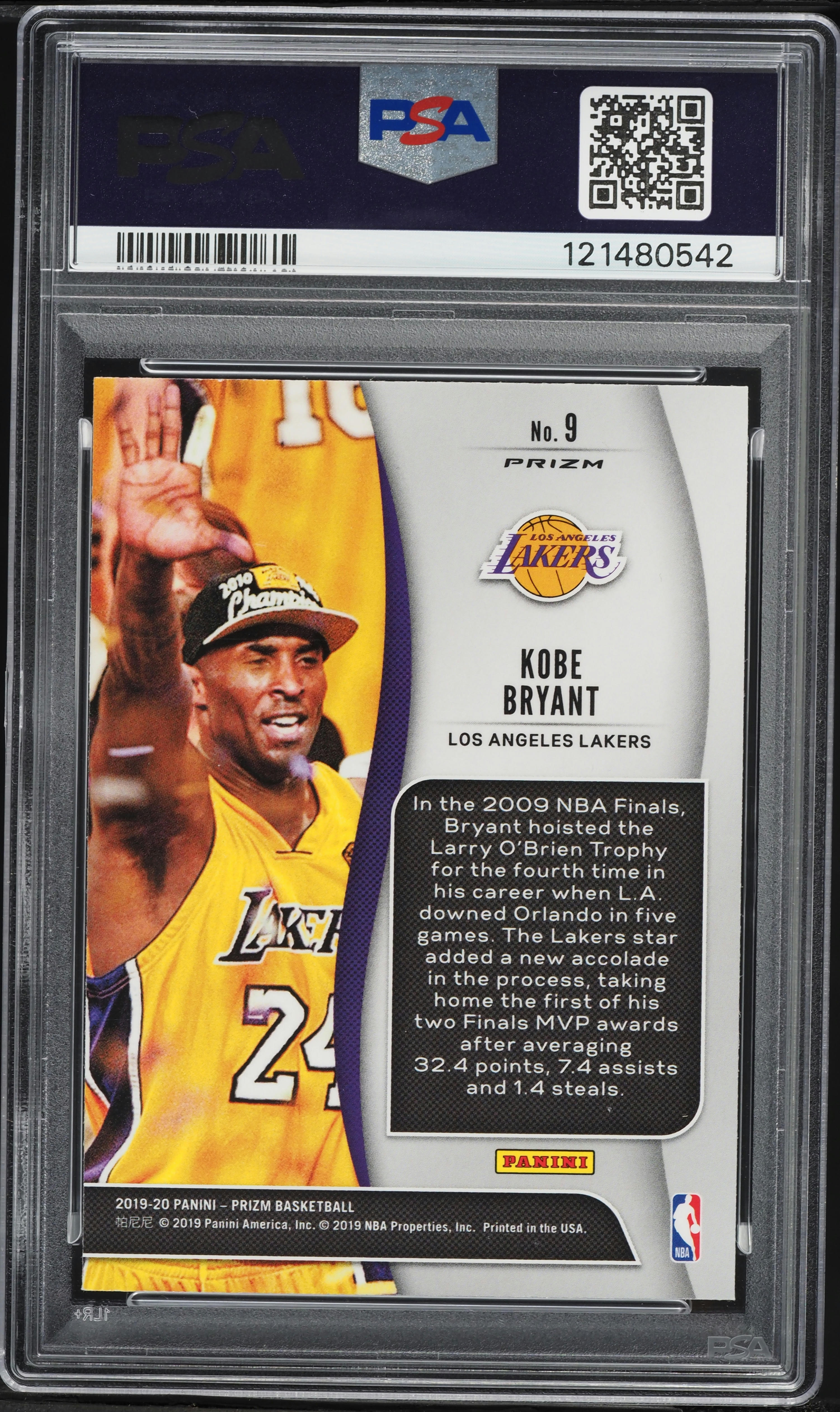 2019 Panini Prizm NBA Finalists Silver Kobe Bryant #9 PSA 9 MINT