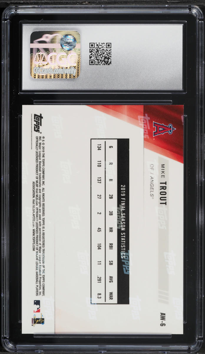 2019 Topps Now Award Winners Mike Trout #AW-6 CGC 10 GEM MINT