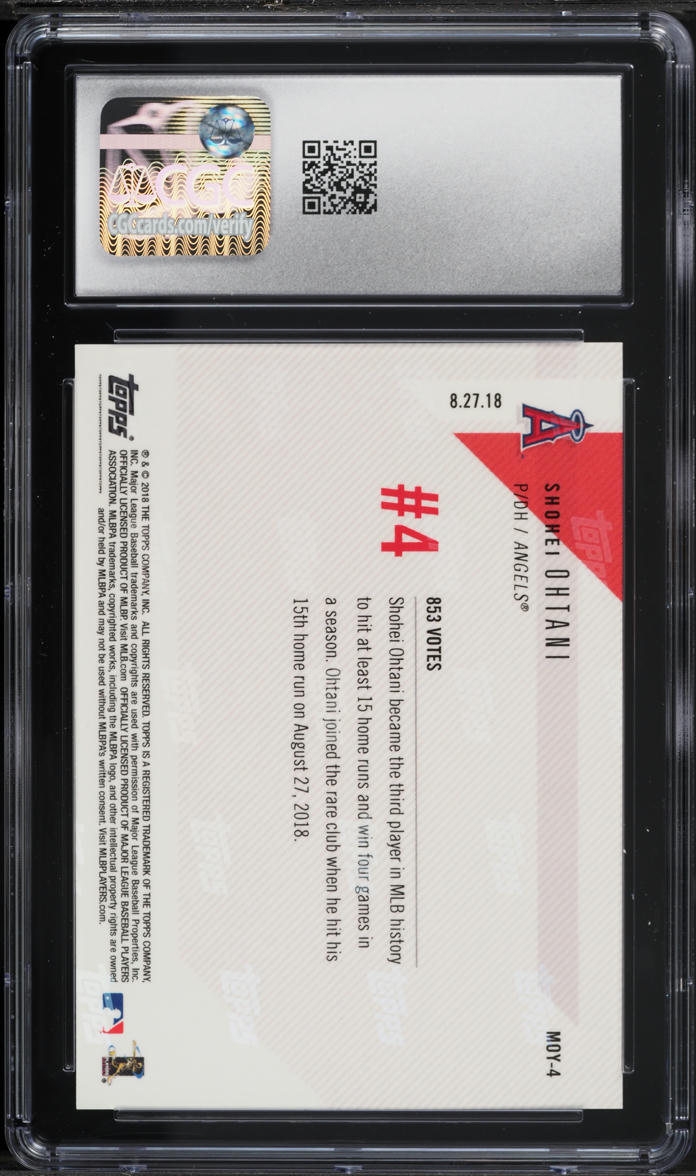 2018 Topps Now Moment Of The Year Shohei Ohtani ROOKIE #MOY-4 CGC 10 GEM MINT