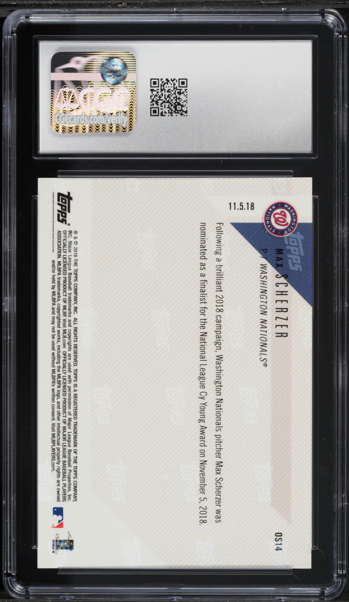 2018 Topps Now Off-Season Max Scherzer #OS14 CGC 10 GEM MINT on