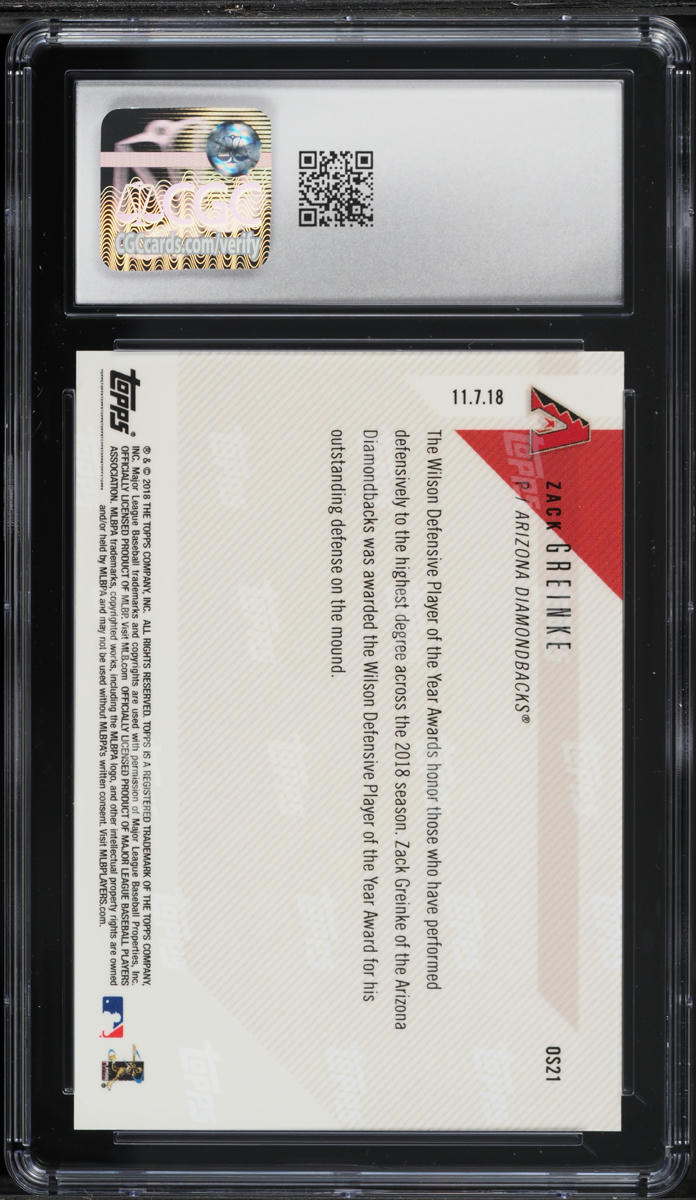 2018 Topps Now Off-Season Zack Greinke #OS21 CGC 10 GEM MINT