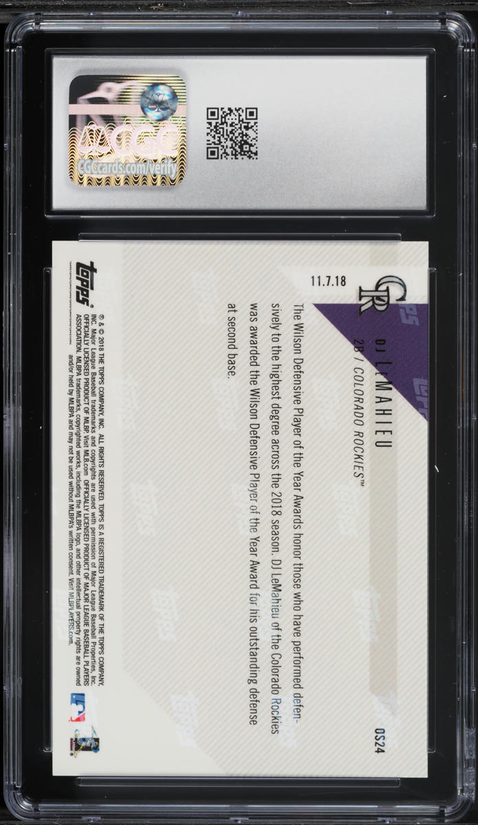 2018 Topps Now Off-Season DJ LeMahieu #OS24 CGC 10 GEM MINT