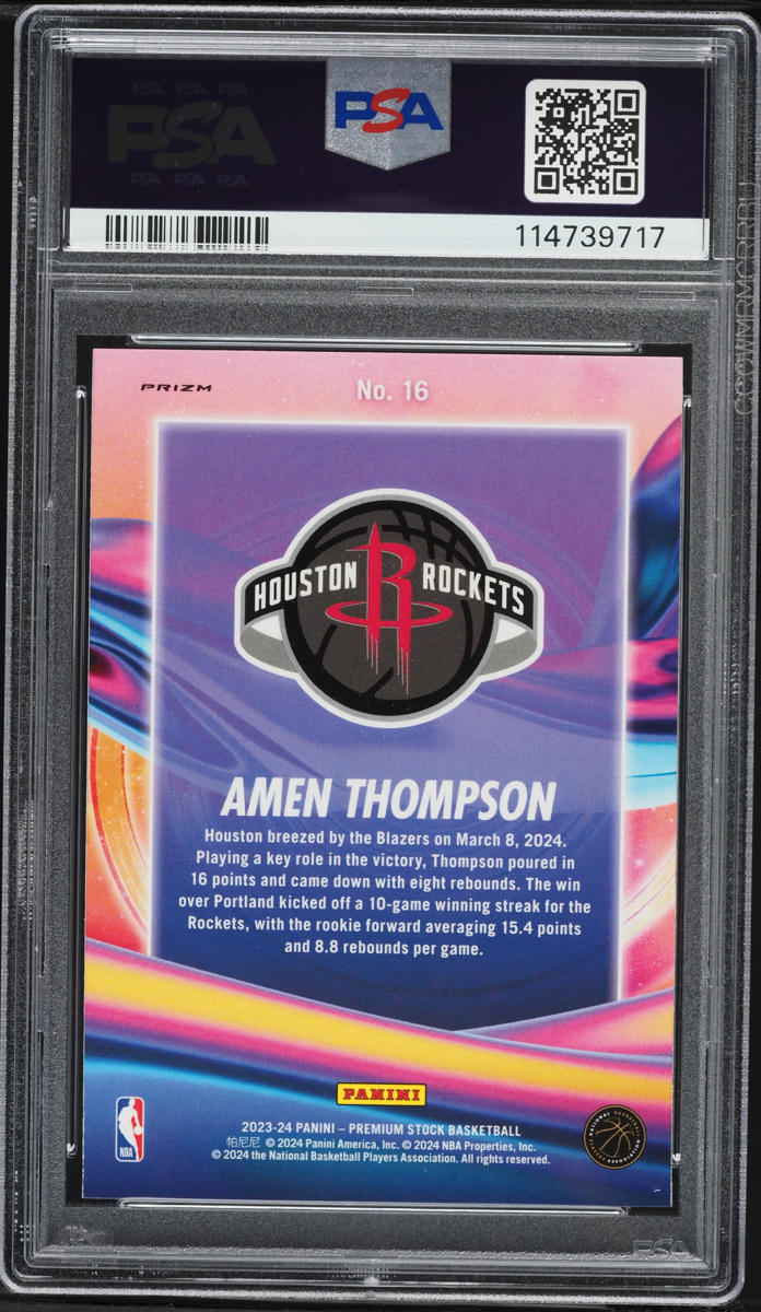 2023 Hoops Premium Stock Anti Gravity Silver Prizm Amen Thompson ROOKIE #16 PSA 10 GEM MINT