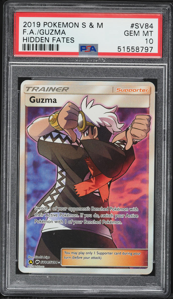 2019 Pokemon Sun & Moon Hidden Fates Full Art Guzma #SV84 PSA 10 GEM MINT