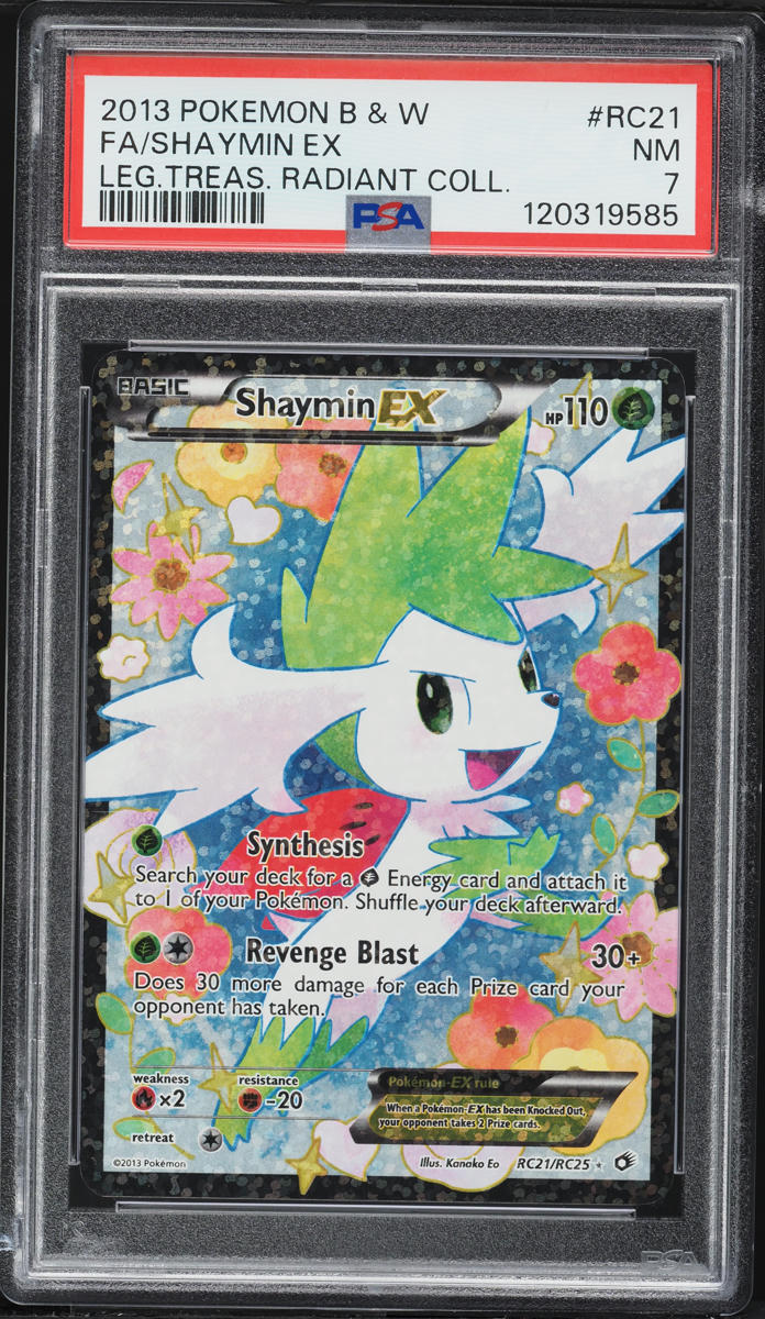 2013 Pokemon Black & White Legendary Treasures Radiant Collection Shaymin EX #RC21 PSA 7 NRMT