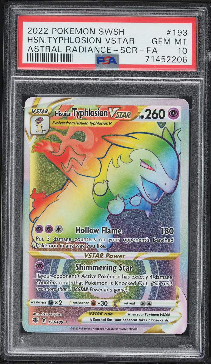 2022 Pokemon Sword & Shield Astral Radiance Rainbow Rare Hisuian Typhlosion VSTAR #193 PSA 10