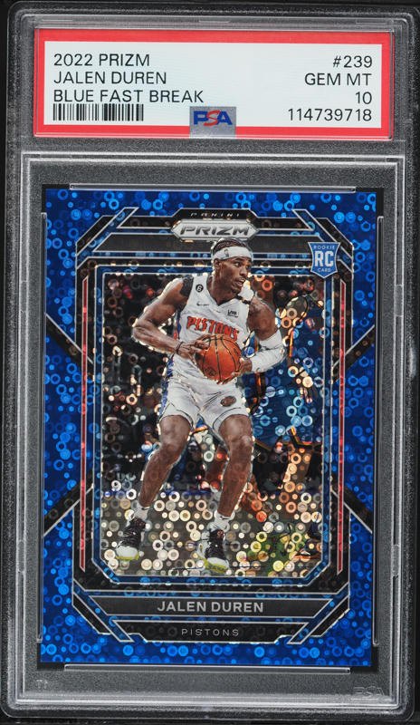 2022 Panini Prizm Blue Fast Break Jalen Duren ROOKIE /150 #239 PSA 2022 Panini Prizm Blue Fast Break Jalen Duren ROOKIE /150 #239 PSA