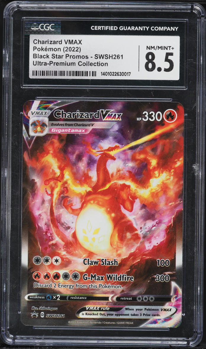 2022 Pokemon Sword & Shield Promo Ultra Premium Full Art Charizard VMAX #SWSH261 CGC 8.5 NM-MT+