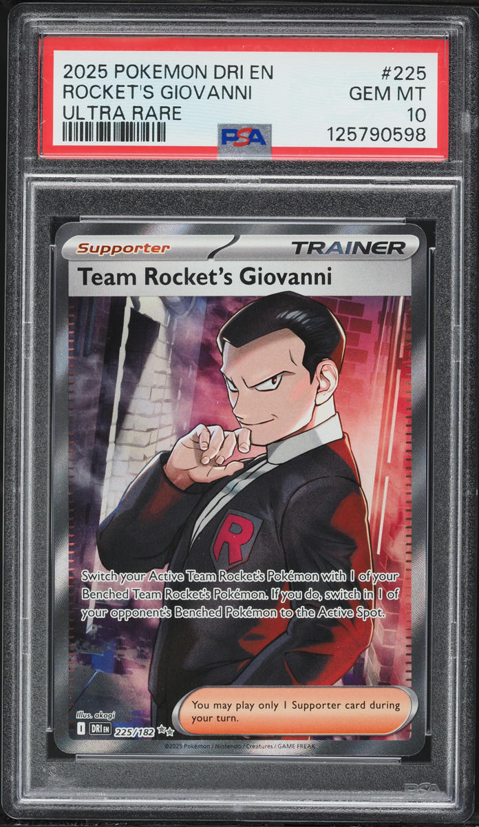 2025 Pokemon Scarlet & Violet Destined Rivals Full Art Rocket's Giovanni #225 PSA 10 GEM MINT