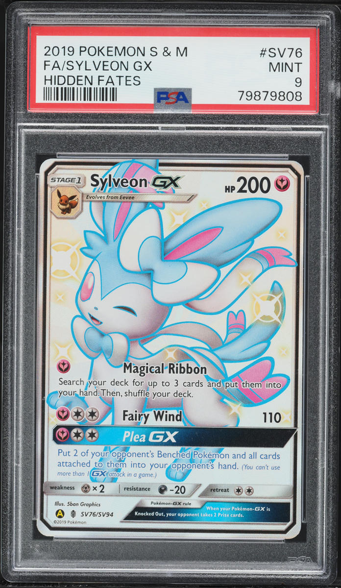 2019 Pokemon Sun & Moon Hidden Fates Full Art Shiny Sylveon GX #SV76 PSA 9 MINT