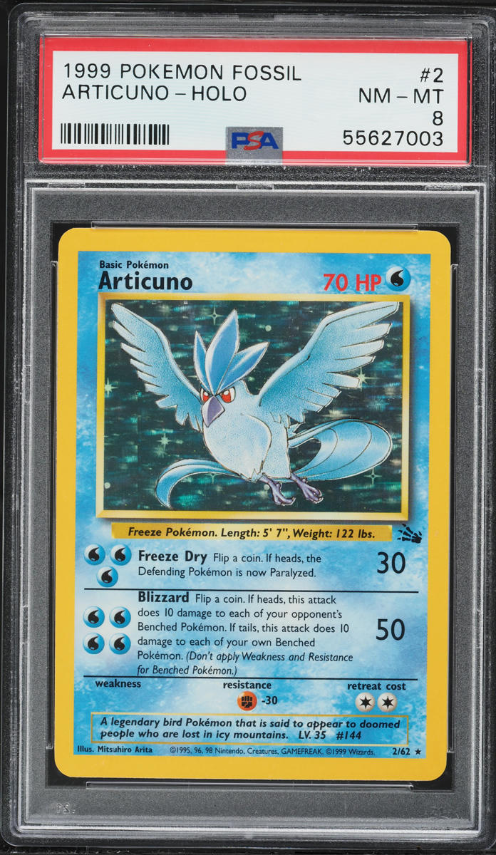 1999 Pokemon Fossil Holo Articuno #2 PSA 8 NM-MT