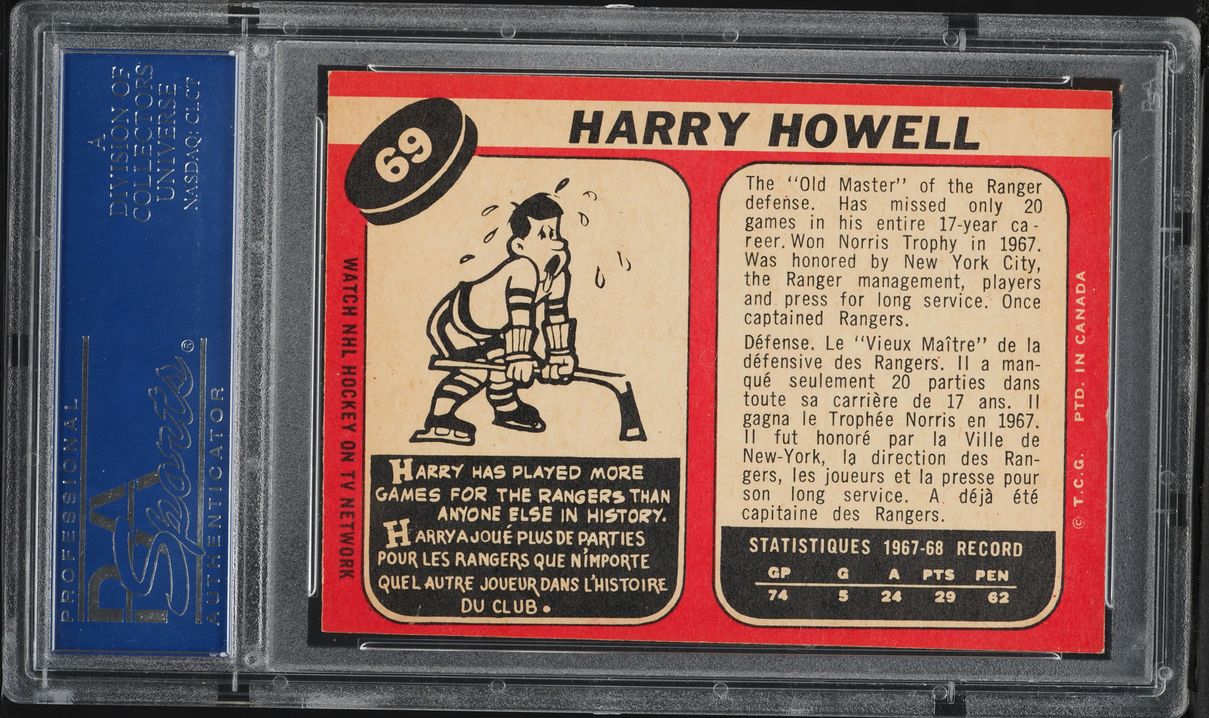 1968 O-Pee-Chee Hockey Harry Howell #69 PSA 7 NRMT
