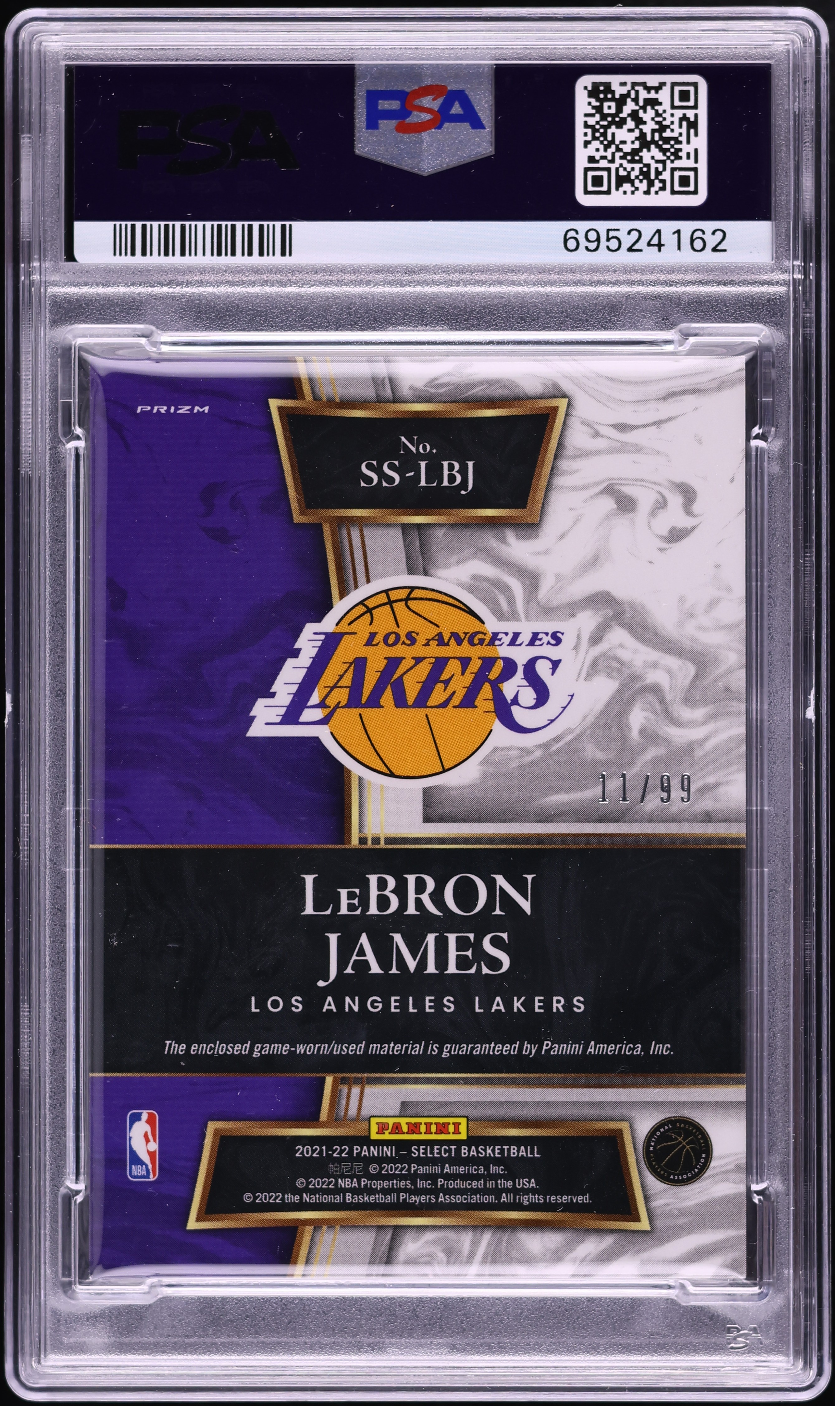 2021 Select Selective Purple Prizm LeBron James PATCH /99 #SS-LBJ
