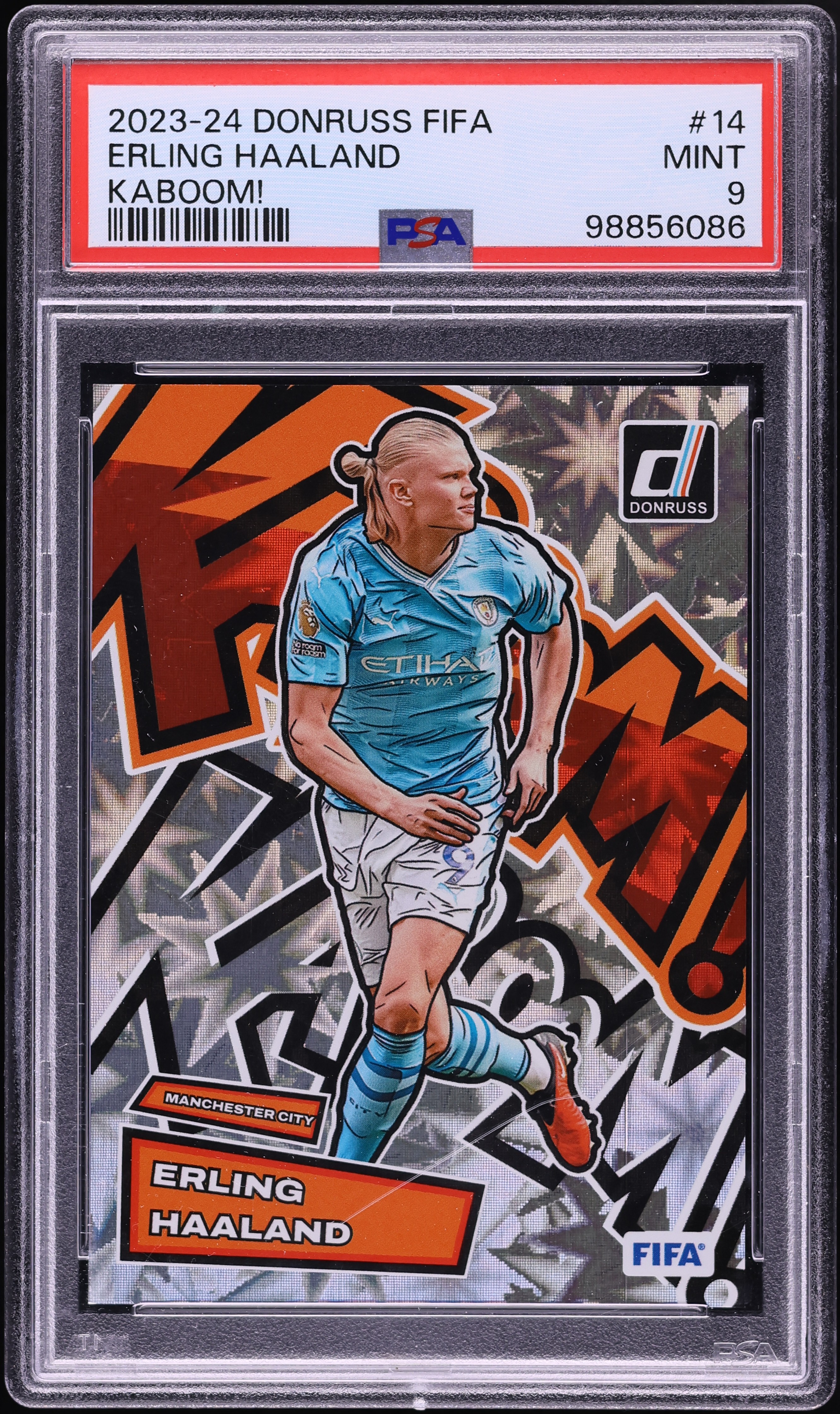 2023 Donruss FIFA Kaboom! Erling Haaland #14 PSA 9 MINT on