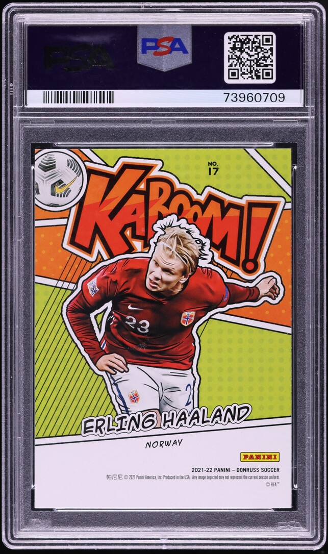 2021 Donruss Road To Qatar Kaboom! Erling Haaland #17 PSA 9 MINT