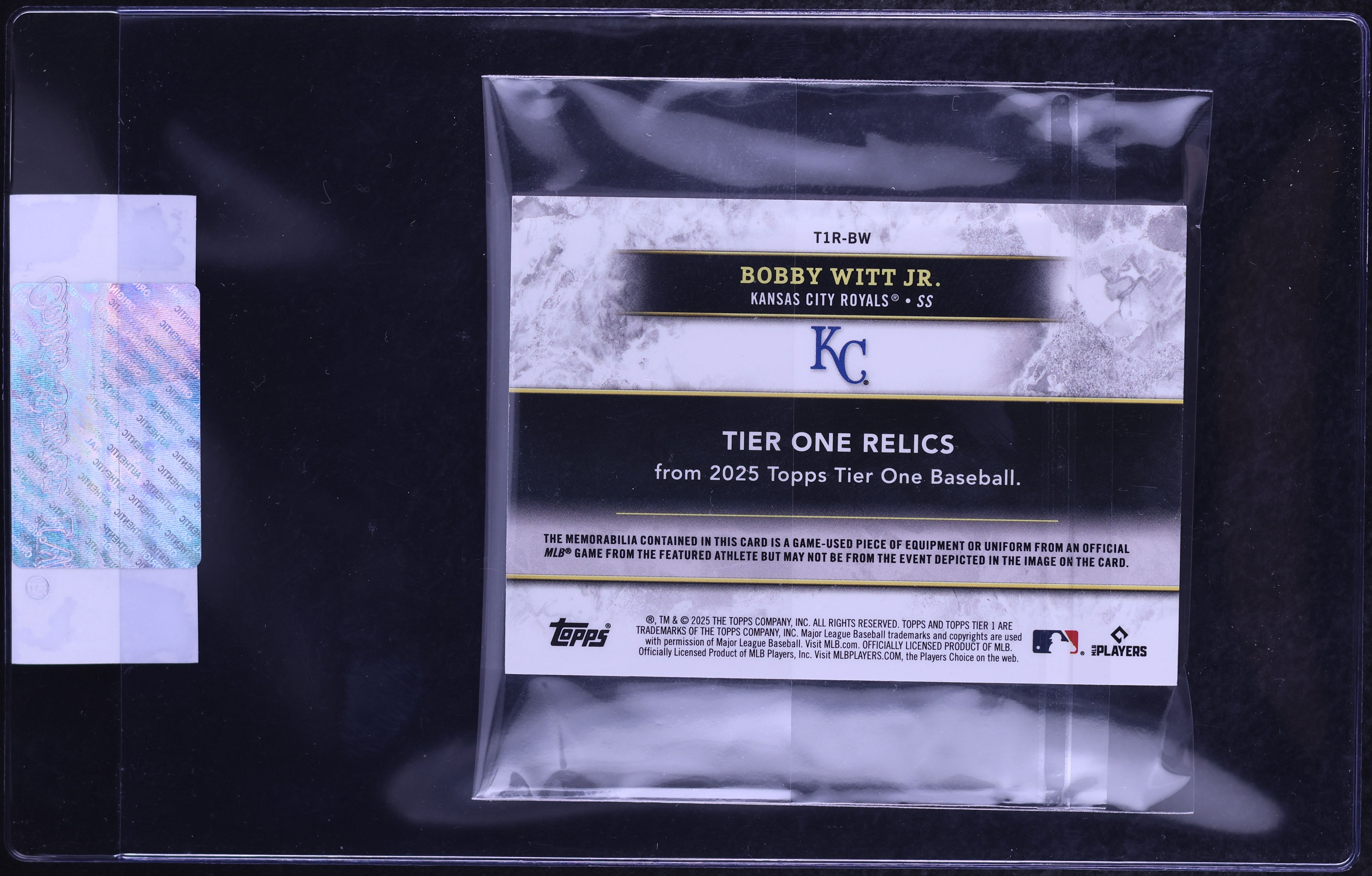 2025 Topps Tier One Relics Holo Silver Buttons Bobby Witt Jr 