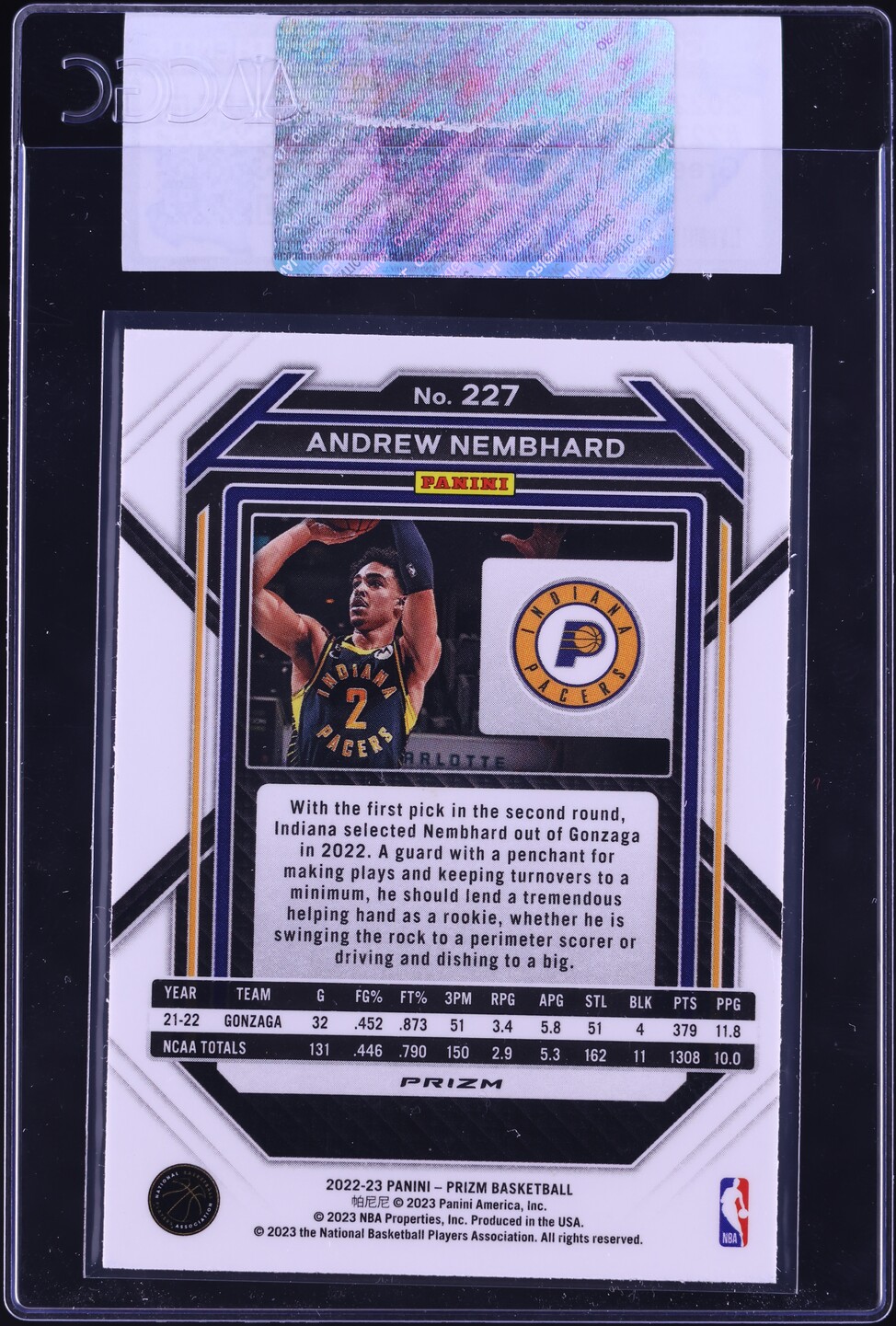 2022 Panini Prizm Green Andrew Nembhard ROOKIE #227 CGC AUTH