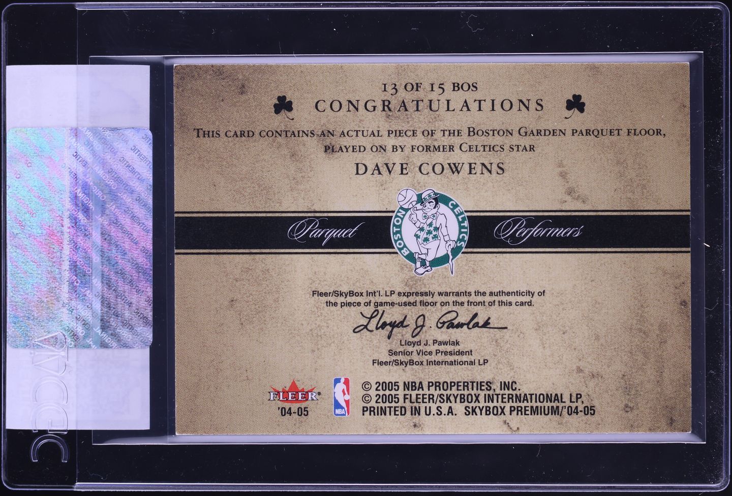 2004 SkyBox Premium Parquet Performers Dave Cowens RELIC #13BOS CGC AUTH