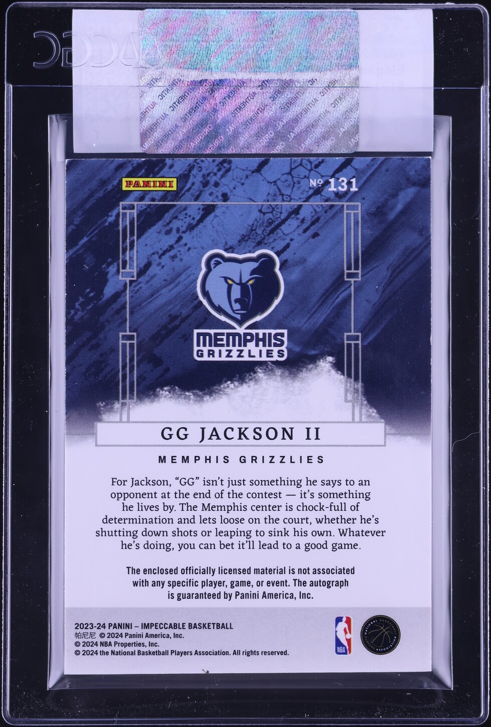 2023 Panini Impeccable Elegance GG Jackson II ROOKIE PATCH AUTO /99 #131 CGC AUTH